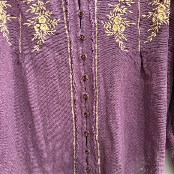 Free People Margie Balloon Sleeve Embroidered Top in Dusty Violet - Picture 9 of 10